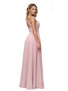Elegant Cowl Side Slit Spaghetti Straps A-line Chiffon Long Bridesmaid Dresses