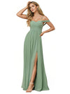 Sexy Off The Shoulder A-line Side Split Chiffon Long Bridesmaid Dresses