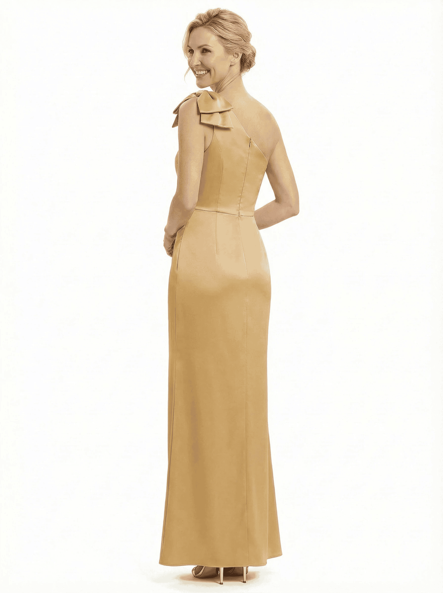 Chicsew One Shoulder Side Slit Ruched Satin Mermaid Mother Of The Bride Dresses