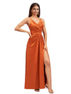 Elegant Spaghetti Straps V-Neck A-Line Soft Satin Ankle-Length Bridesmaid Dresses