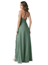 Sexy Ruffle Spaghetti Straps A-line Side Slit Chiffon Floor-Length Bridesmaid Dresses