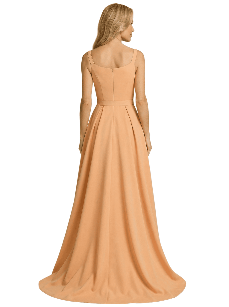 Chicsew Mother of The Groom Dress Fancy Cap Sleeve Crepe High-Low A-Line Gown Elegant Belt Accent