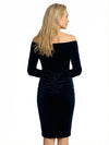 Sexy Off Shoulder Velvet Long Sleeves Knee-Length Mother Of The Bride Dress