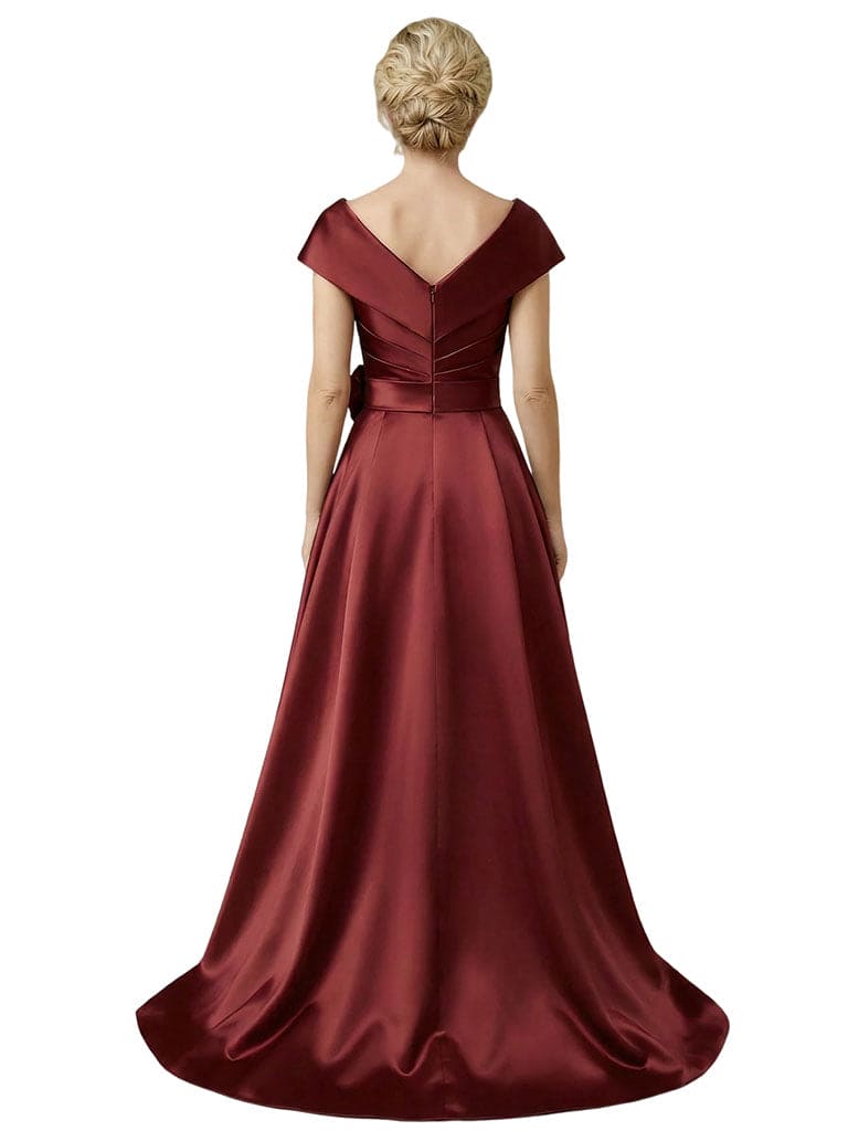 Elegant High Low Cap Sleeves Ruched A-Line Mother Of The Bride Dresses