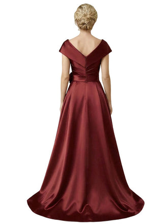 Elegant High Low Cap Sleeves Ruched A-Line Mother Of The Bride Dresses