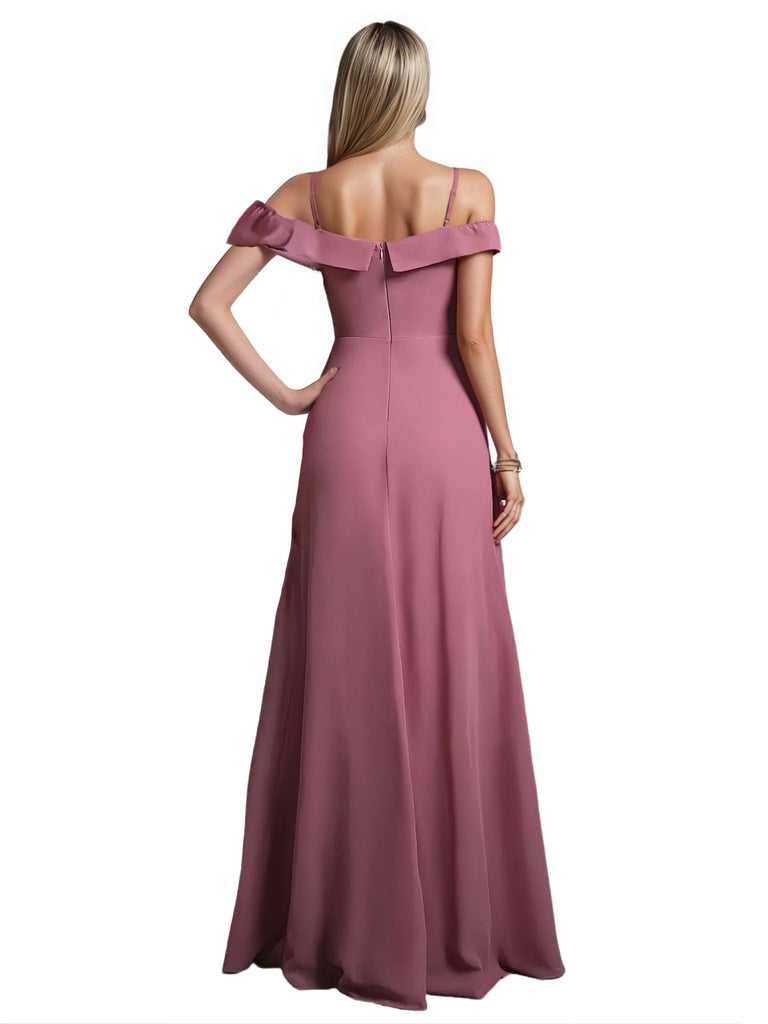 Sexy Chiffon Off The Shoulder Floor-Length Bridesmaid Dresses
