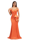 Sexy Off The Shoulder Mermaid Satin Long Bridesmaid Dresses Online With Bow