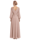 Beautiful Mother Of The Bride Dresses V-Neck Long Sleeves A-Line Formal Wedding Event Dress