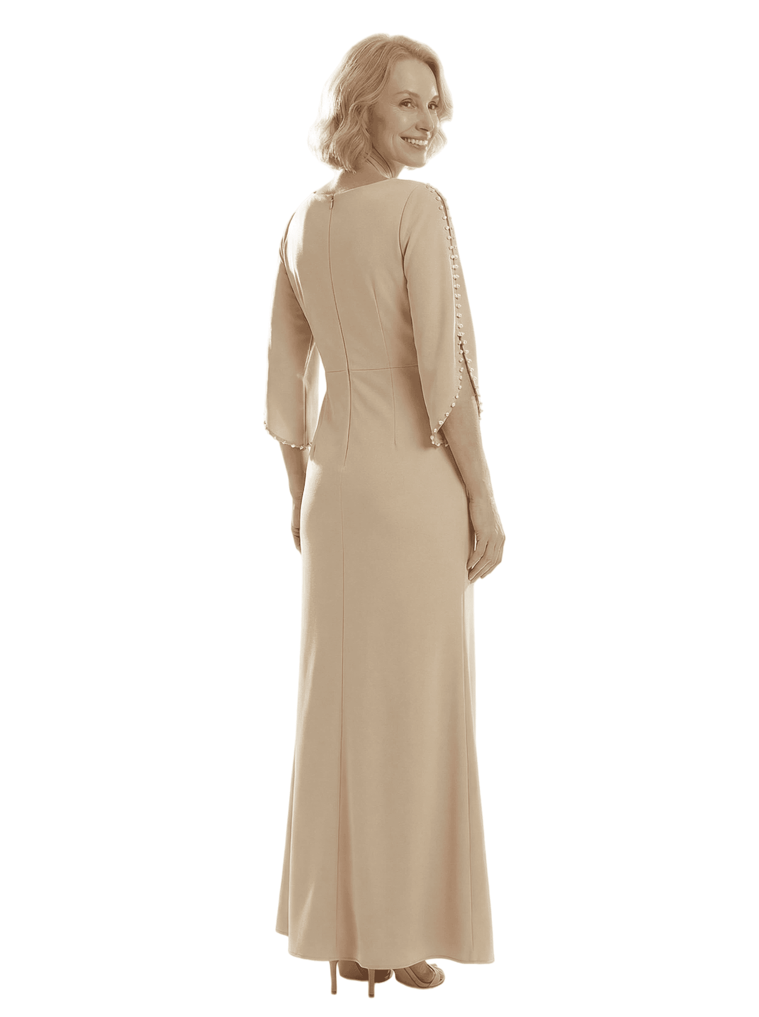 Chicsew Chiffon Stylish Modern Jewel 3/4 Sleeves Mother of The Bride Mermaid