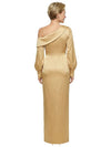 Elegant Long Sleeves Sheath Mother Of The Bride Satin Evening Gown