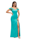 Sexy Cold Shoulder V-Neck Side Slit Mermaid Soft Satin Pretty Long Bridesmaid Dresses