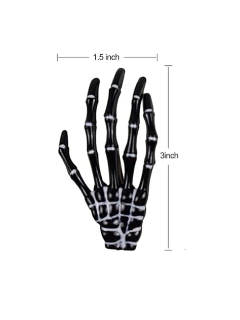 Halloween Skeleton Hands Bone Hair Clips White and Black 2 Pairs