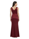 Beautiful V-Neck Silky Satin Mother Of The Bride Mermaid Evening Gown