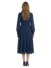 Mother of The Groom Dress Keyhole Neck Long Sleeve Chiffon Tea-Length A-Line Gown