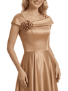 Fancy Asymmetrical Cap Sleeves Satin High Low A-Line Mother of The Bride Dress
