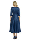 Elegant Scoop 3/4 Sleeves A-Line Tea-Length Mother Of The Bride Dress
