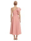 Chicsew Crepe Mother of The Groom Dress One Shoulder Ruffled A-Line Midi Gown Stylish Modern Fit