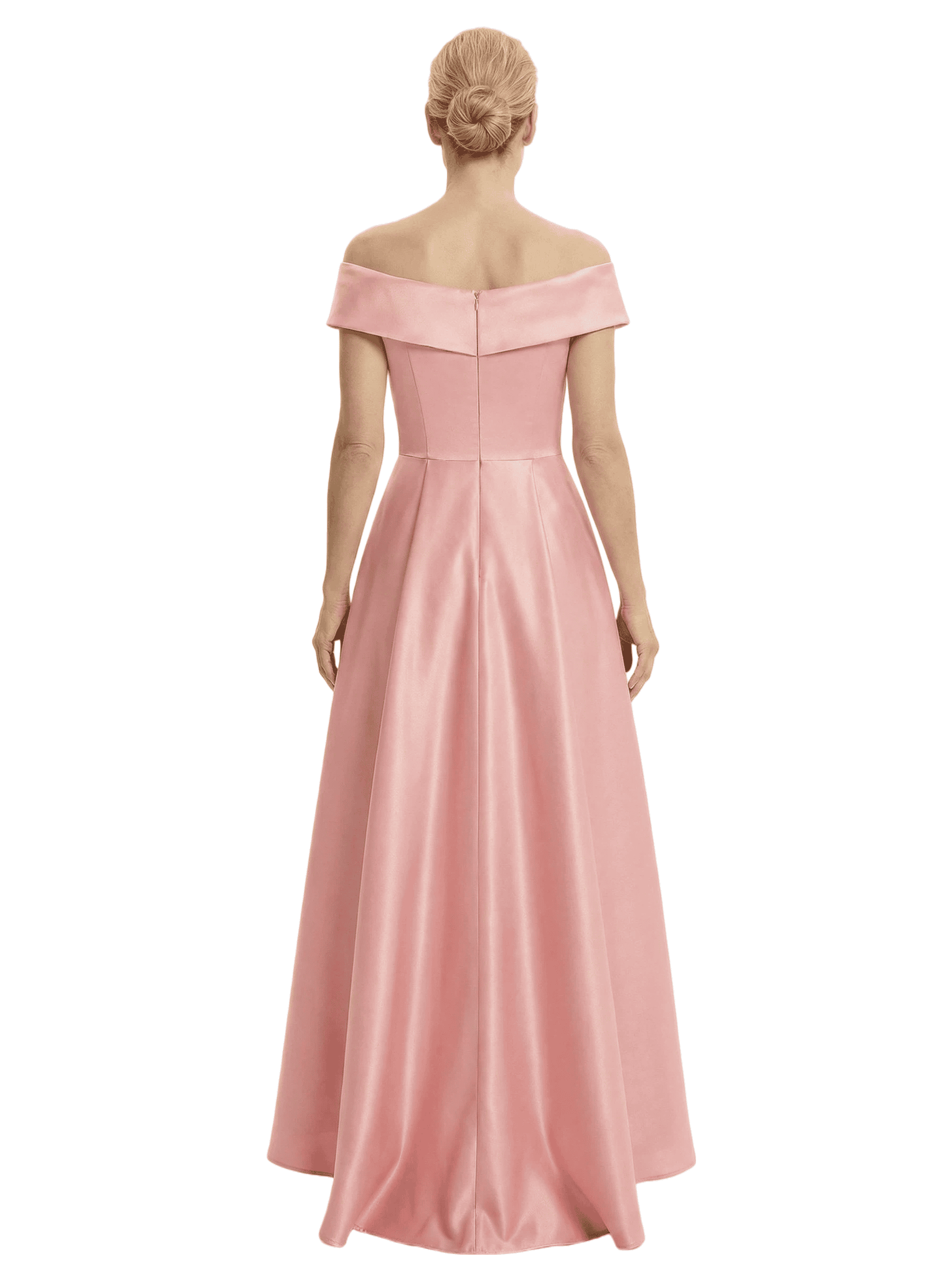 Elegant Off Shoulder Sleeveless Mother of The Bride Dress Satin A-Line High-Low Gown