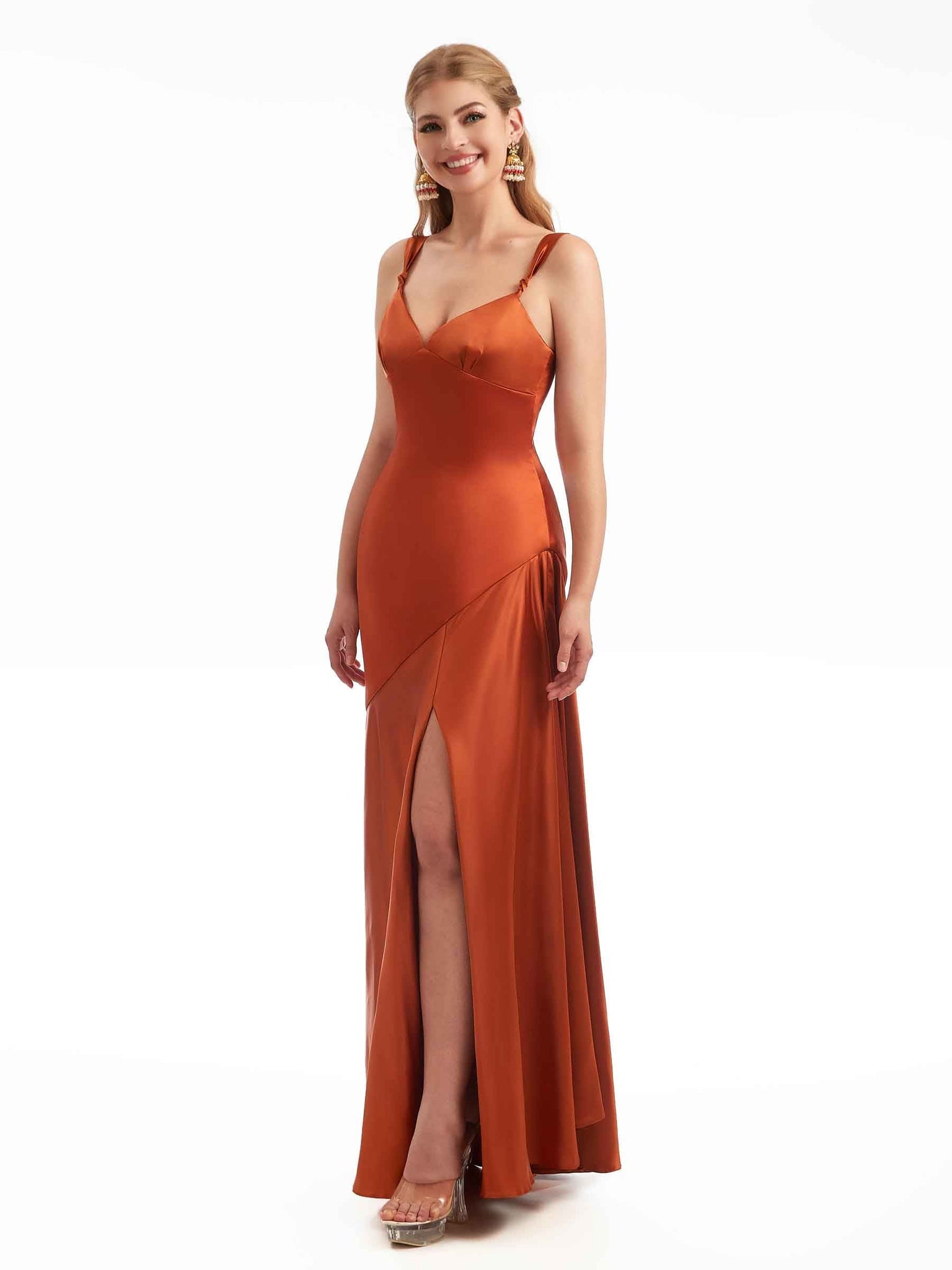 Silky Satin Side Split Modern Maxi Mermaid Bridesmaid Dresses UK Online