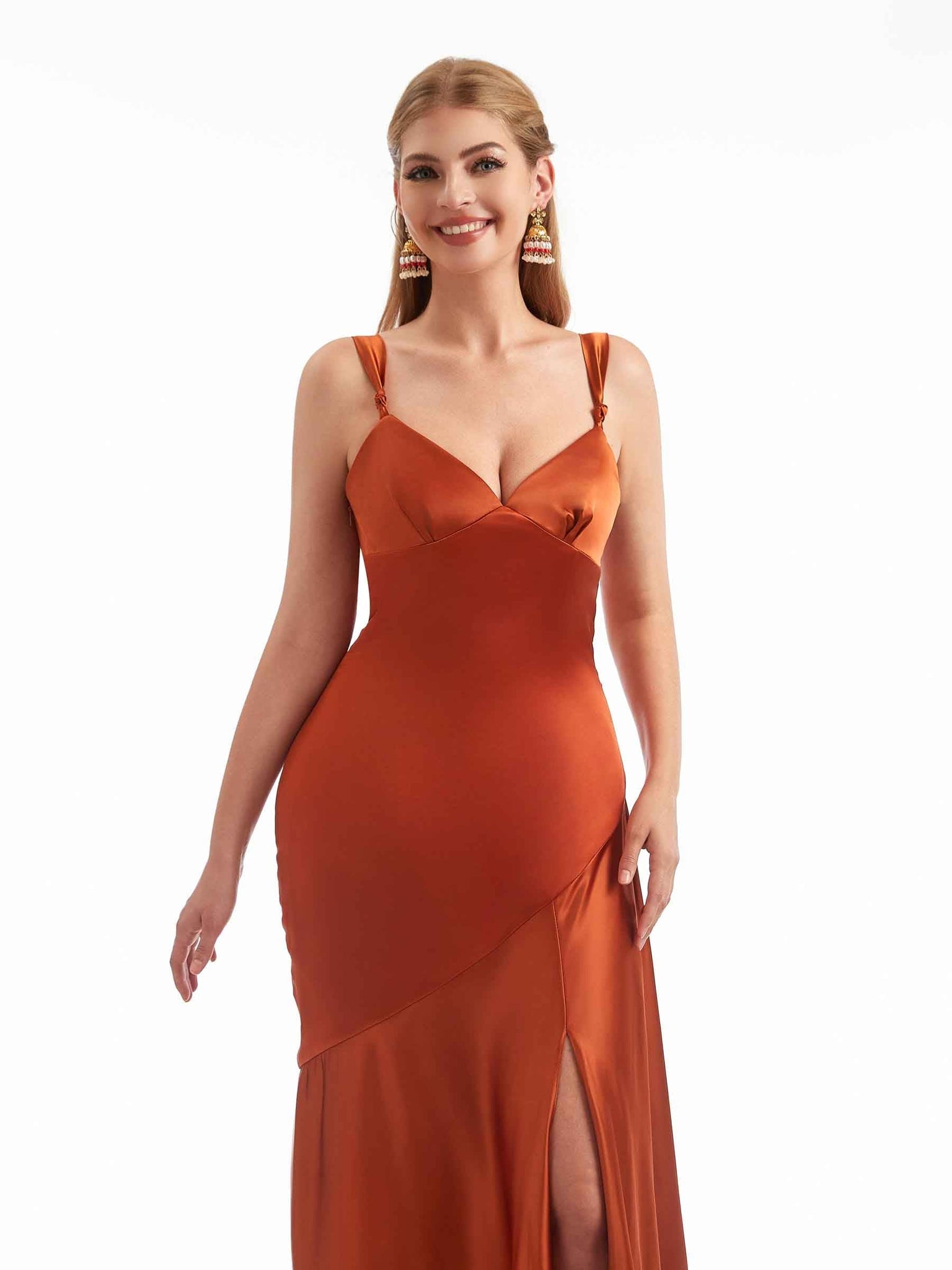 Silky Satin Side Split Modern Maxi Mermaid Bridesmaid Dresses UK Online