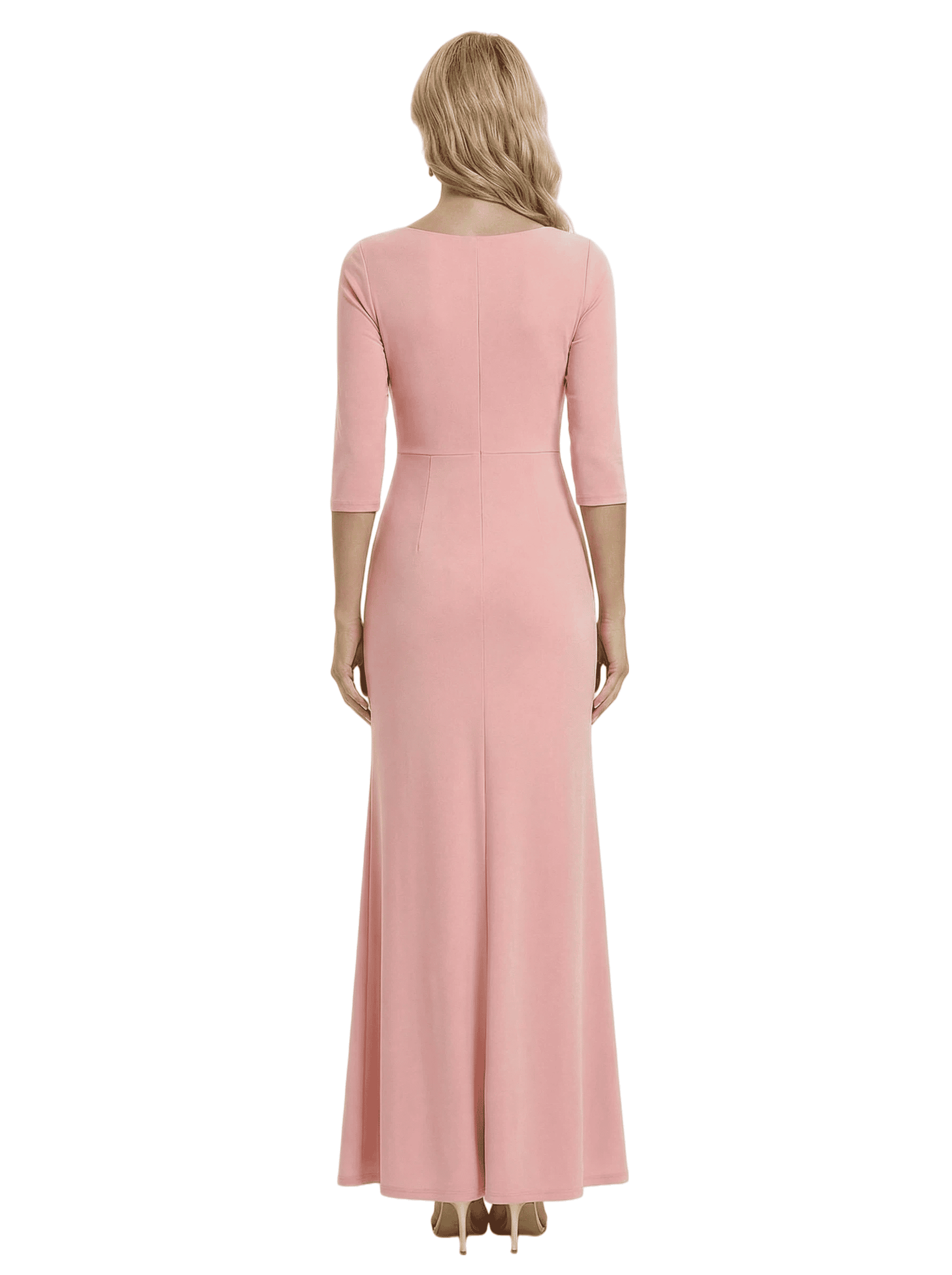 Chicsew Pretty Mother of The Groom Dress Scoop 3/4 Sleeve Maxi Sheath Crepe Timeless Simple Formal Evening Dress