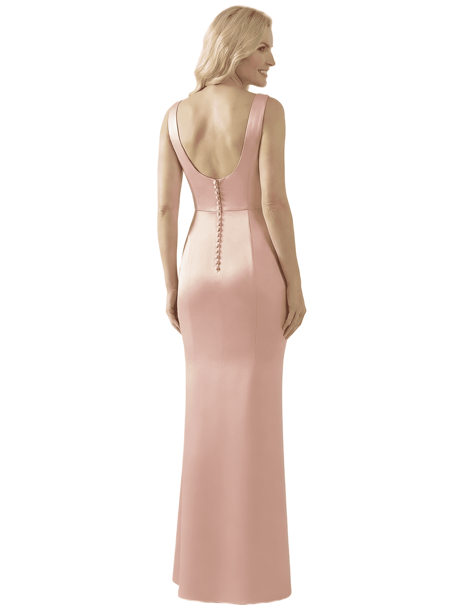 Mother of The Bride Dress Scoop Sleeveless Ruffled Satin Mermaid Floor-Length Gown Graceful Luxe Formal Event Attire