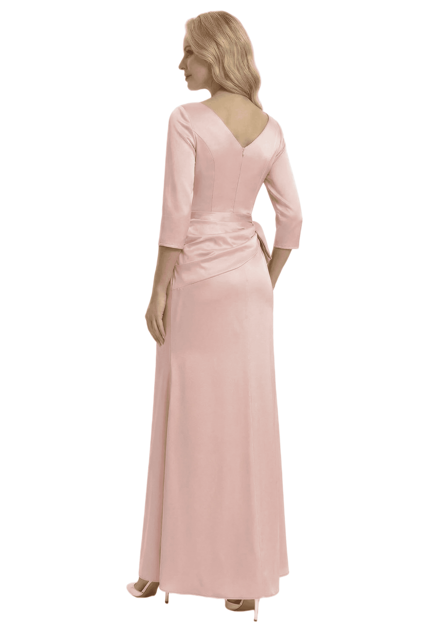 Mother of The Groom Dress Jewel Long Sleeves Bow Ruched Satin Mermaid Gown Classy Modern Formal Bride Mother Attire