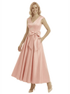 Pretty V-Neck Satin Bow Detail  A-Line Mother Of The Groom Dress With Pocket