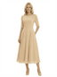 Classy A-Line Tea-Length Long Sleeves Chiffon Maxi Mother Of The Bride Dress