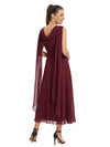 Sophisticated Jewel Tea-Length Mother of The Bride Gown With Chiffon Capelet