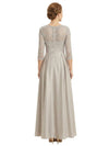 Trendy Lace Long Sleeve Boat Neckline A-Line Mother Of The Bride Dress