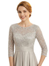 Trendy Lace Long Sleeve Boat Neckline A-Line Mother Of The Bride Dress