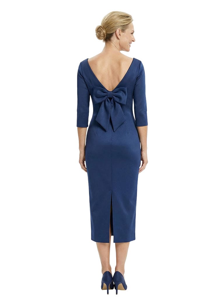 Beautiful 3/4 Sleeves Tea-Length Sheath Mother Of The Bride Dress