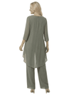 Elegant Chiffon Long Sleeves Asymmetric Beaded Wedding Pantsuits For Mother Of The Bride