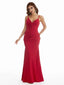 Stretch Crepe V-Neck Sexy Mermaid Long Maxi Bridesmaid Dresses UK