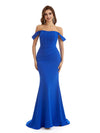 Elegant Mermaid Off The Shoulder Stretchy Crepe Long Formal Bridesmaid Dresses