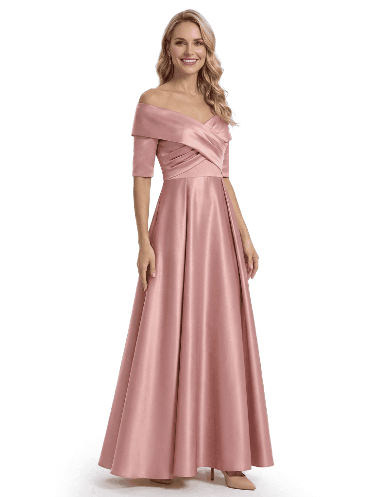 Elegant Off Shoulder Sleeveless A-Line Floor-Length Mother Of The Bride Dress