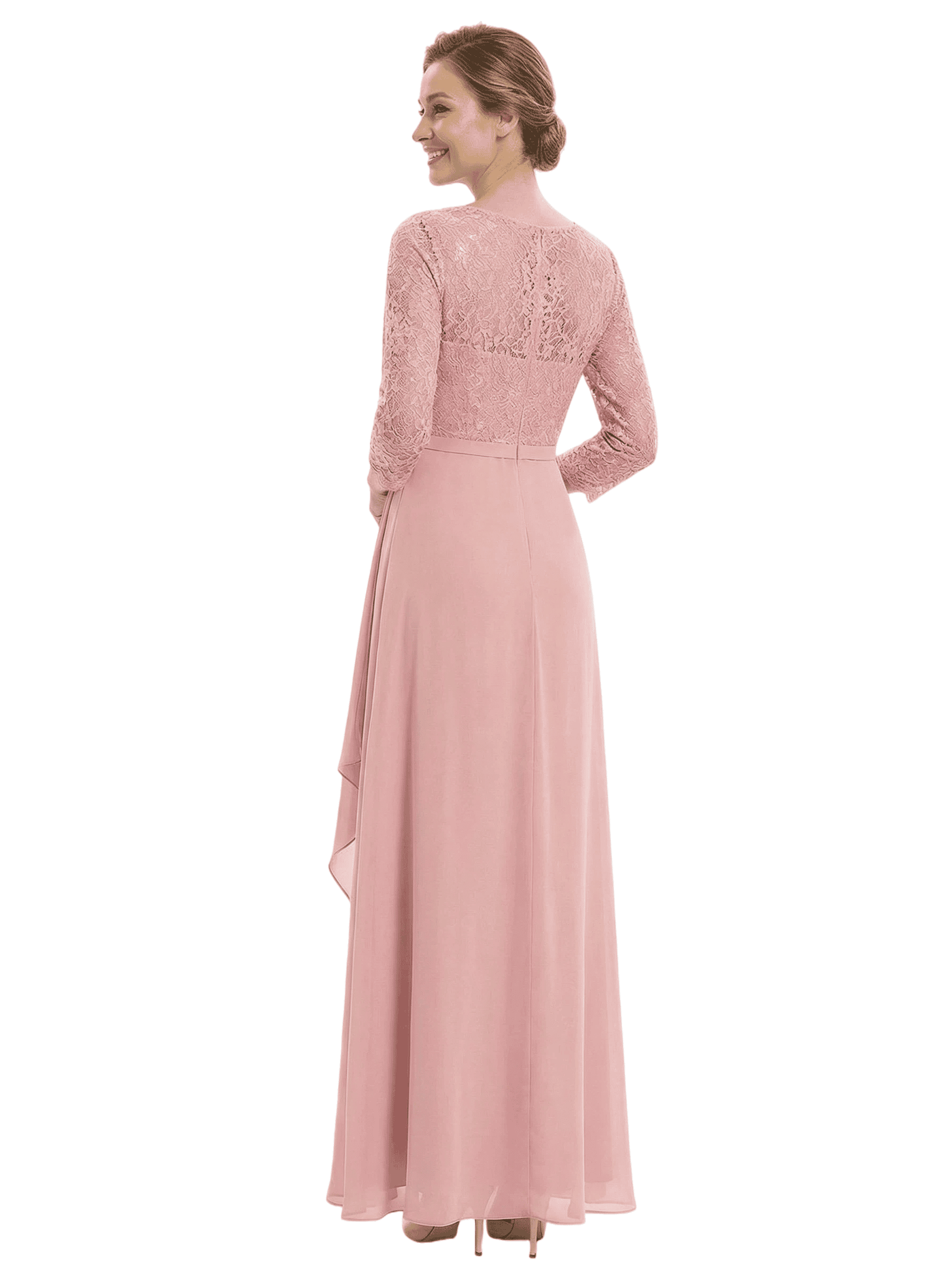 Gorgeous Lace 3/4 Sleeve Mother of The Bride Dress Elegant Maxi Chiffon Gown
