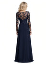 Elegant Chiffon Lace Long Sleeves Jewel A-Line Mother Of The Bride Dresses