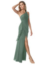 Elegant One-Shoulder A-line Chiffon Long Bridesmaid Dresses