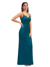 Sexy Mermaid Spaghetti Straps Open-Back Soft Satin Floor-Length Bridesmaid Dresses