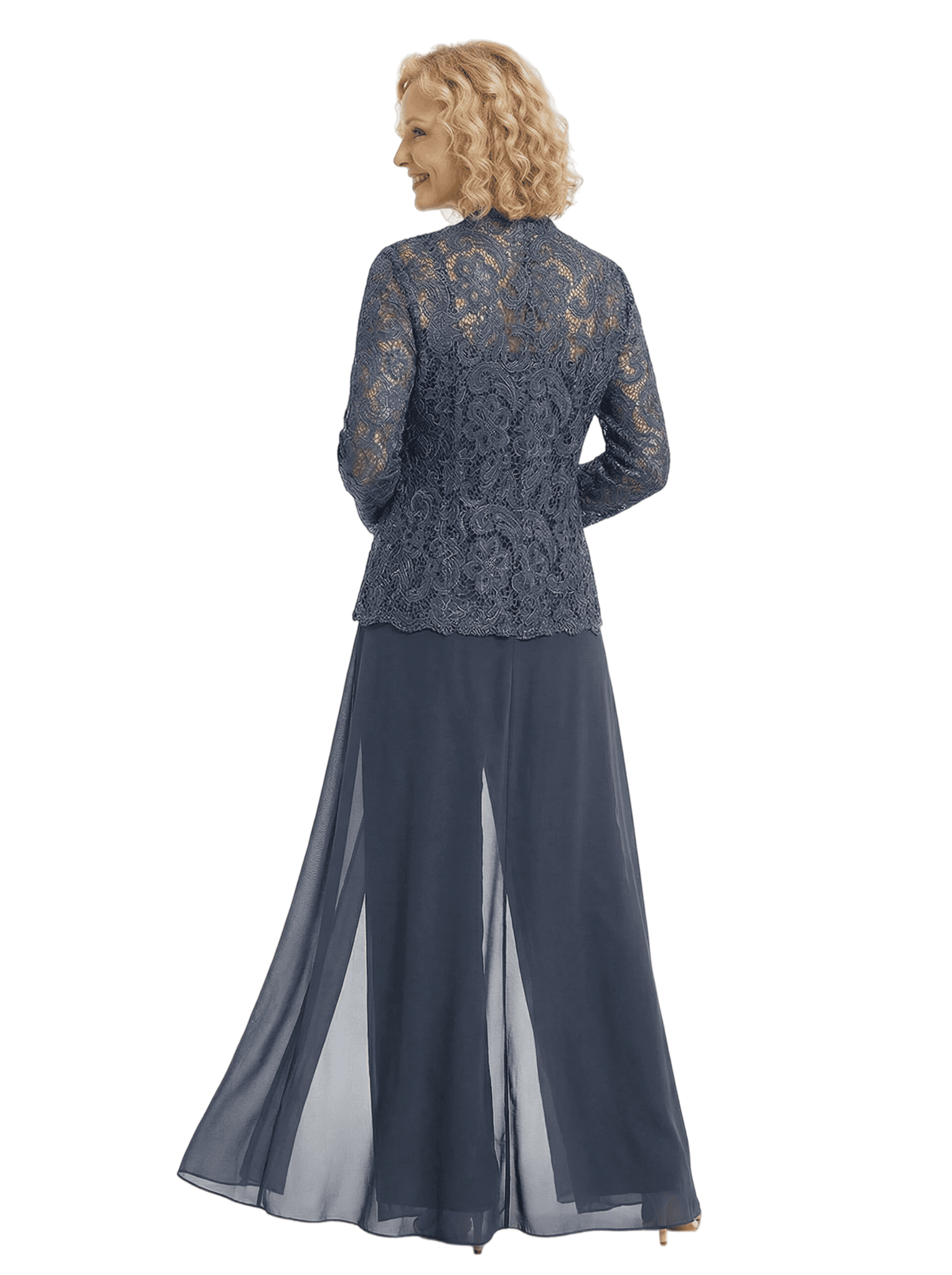 Chicsew Chiffon Mother Of The Bride Three Piece Pantsuit Lace Formal Wedding Mother Of Bride Pantsuits