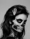 Halloween Skeleton Hands Bone Hair Clips White and Black 2 Pairs