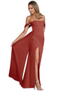 Sexy Mermaid Side Slit Chiffon Off The Shoulder Floor-Length Bridesmaid Dresses