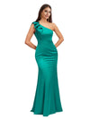Sexy One Shoulder Mermaid Soft Satin Beauty Long Bridesmaid Dresses