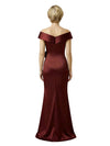 Elegant V-Neck Cap Sleeves Ruched Satin Side Slit Mermaid Mother Of The Bride Dresses
