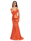 Sexy Off The Shoulder Mermaid Satin Long Bridesmaid Dresses Online With Bow