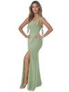 Sexy Ruffle Straps A-line Side Slit Chiffon Floor-Length Bridesmaid Dresses