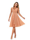 Cute V-Neck Knee-Length Chiffon Bridesmaid Dresses