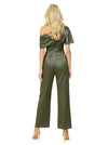 Elegant Asymmetric Straps Satin Pantsuit For Mother Of The Bride Overskirt